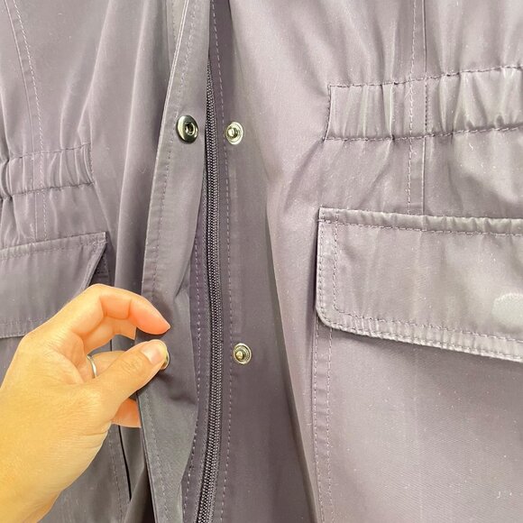 Talbots Purple Hooded Rain Coat Jacket Womens Size Small Petite Pockets Lined - Picture 7 of 9